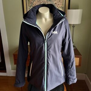 Helly Hanson Insulated Spirit Jacket Graphite Blue Removable Hood